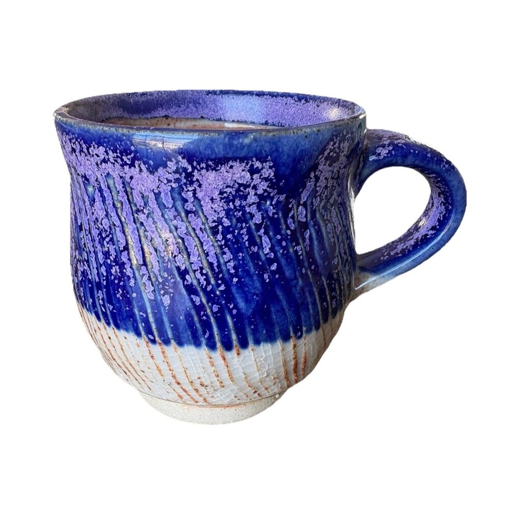 Handcrafted Stoneware Judith Murphy Blue Purple Coffee Tea Mug Signed
